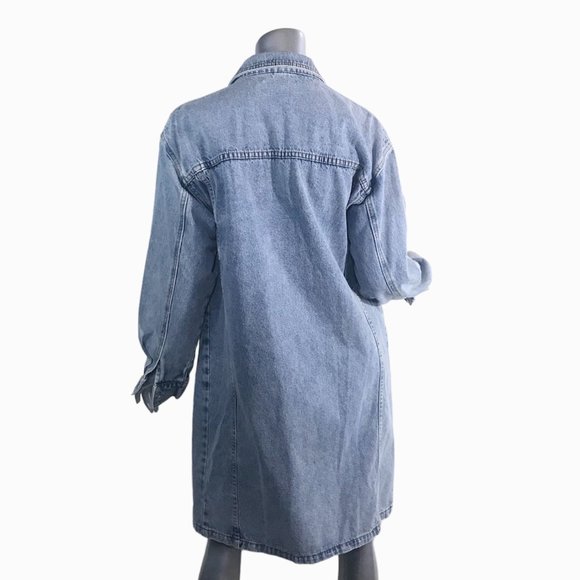 Le Lis Collection Women's Medium Long Line Blue Jean Denim Jacket Button Front P - Picture 2 of 13